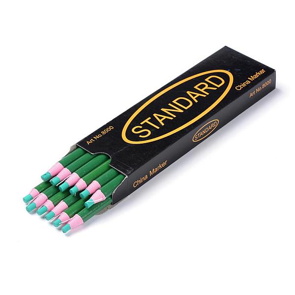 

PandaHall Oily Tailor Chalk Pens, Turquoise, 165~170x8mm, 12pcs/box Wood Green