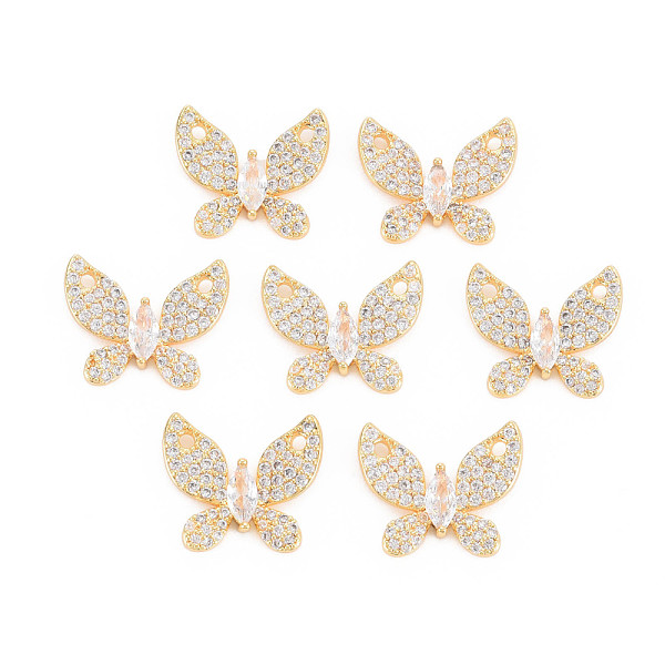 

PandaHall Rack Plating Brass Micro Pave Clear Cubic Zirconia Pendants, Nickel Free, Butterfly, Real 18K Gold Plated, 13x16x2.5mm, Hole...
