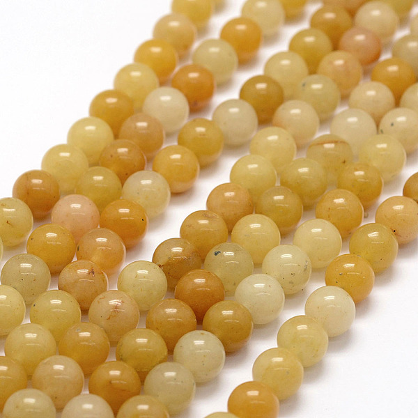 

PandaHall Natural Old Topaz Jade Beads Strands, Round, 8.5mm, Hole: 1mm, about 45pcs/strand, 14.6 inch Topaz Jade Round Yellow