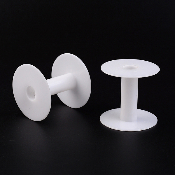 PandaHall Plastic Empty Spools for Wire, Thread Bobbins, White, 17x53~56mm, Hole: 14mm Plastic White
