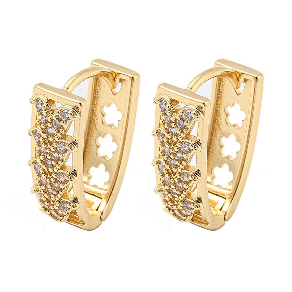 

PandaHall Brass Micro Pave Clear Cubic Zirconia Hoop Earrings, Heart, Light Gold, 18x6.5mm Brass Heart