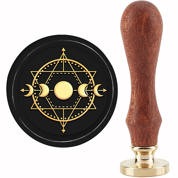

PandaHall CRASPIRE Moon Phase Wax Seal Stamp Magic Circle Sealing Stamp Copper Seals Retro Removable Brass Stamp Head with Wooden Handle for...