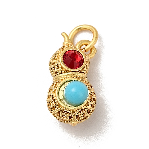

PandaHall Rack Plating Brass Pendants, Peanut Charm, with Turquoise Resin & Red Acrylic Rhinestone Beads, Long-Lasting Plated, Cadmium Free..., Green
