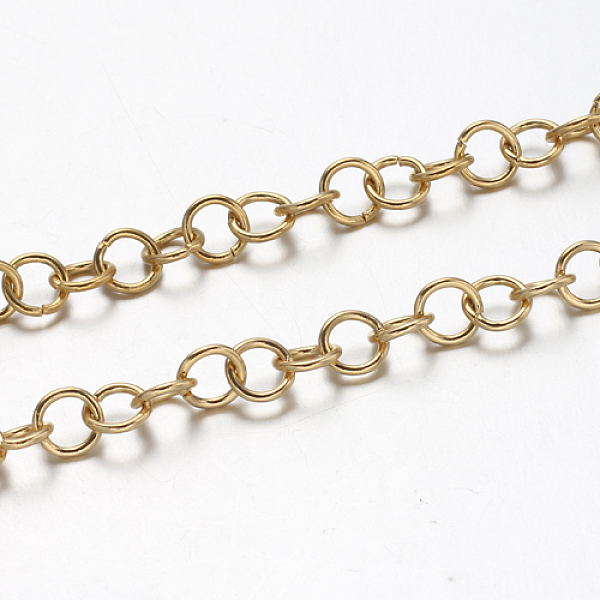 

PandaHall 3.28 Feet Ion Plating(IP) 304 Stainless Steel Rolo Chains, Belcher Chain, Unwelded, Golden, 5x0.8mm 304 Stainless Steel