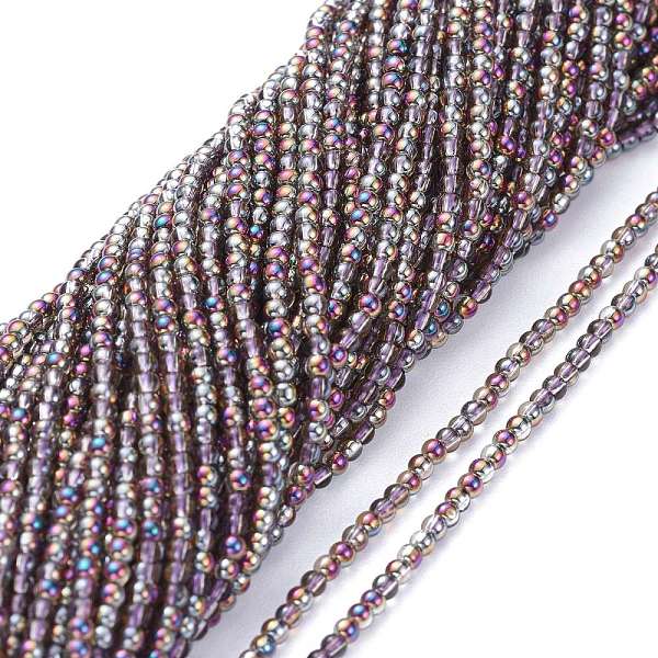 

PandaHall Electroplate Glass Beads Strands, Full Rainbow Plated, Round, DarkSlate Blue, 2.5mm, Hole: 0.7mm, about 177pcs/Strand, 14.09 inch...