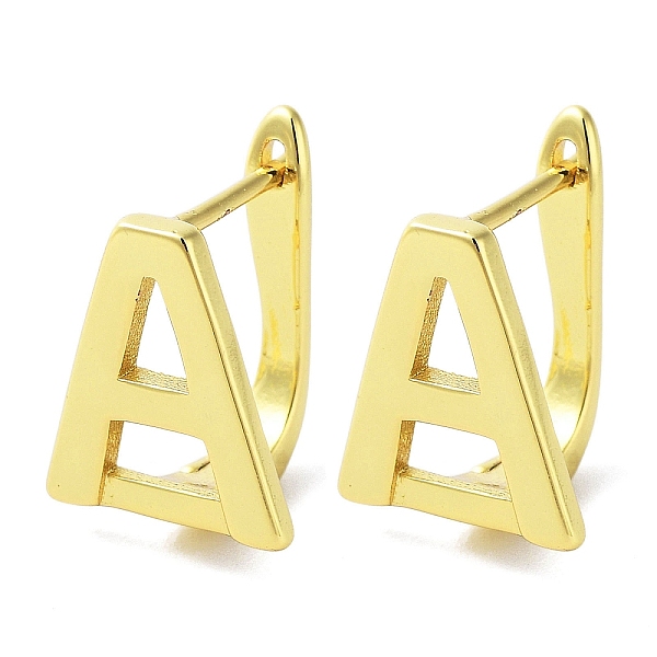 

PandaHall Brass Letter Stud Earrings for Women, Lead Free & Cadmium Free, Real 18K Gold Plated, Letter A, 15x11mm Brass Letter A