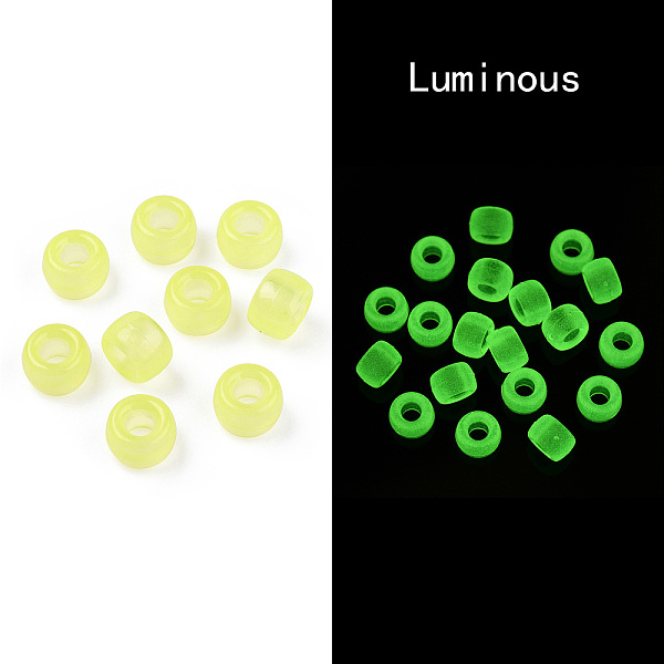 

PandaHall Transparent & Luminous Plastic Beads, Frosted, Glow in the Dark, Barrel, Yellow, 9x6mm, Hole: 3.8mm, about 1900pcs/500g Plastic...