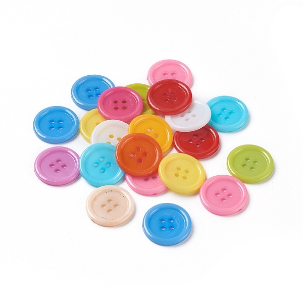 

PandaHall Acrylic Sewing Buttons, Plastic Shirt Buttons for Costume Design, 4-Hole, Dyed, Flat Round, Mixed Color, 20x2.5mm, Hole: 1mm..., Multicolor