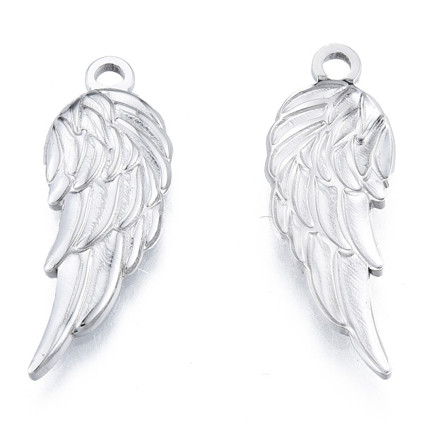 

PandaHall 201 Stainless Steel Pendants, Wing, Stainless Steel Color, 30.5x11x2.5mm, Hole: 2mm 201 Stainless Steel Wing