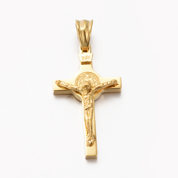 

PandaHall Easter Theme Hot Unisex 201 Stainless Steel Crucifix Cross Pendants, Golden, 30x17x6mm, Hole: 5x5.5mm 201 Stainless Steel Cross