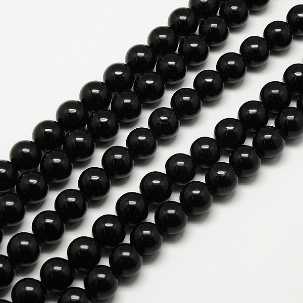 

PandaHall Natural Malaysia Jade Bead Strands, Round Dyed Beads, Black, 6mm, Hole: 1m, about 64pcs/strand, 15 inch Malaysia Jade Round Black