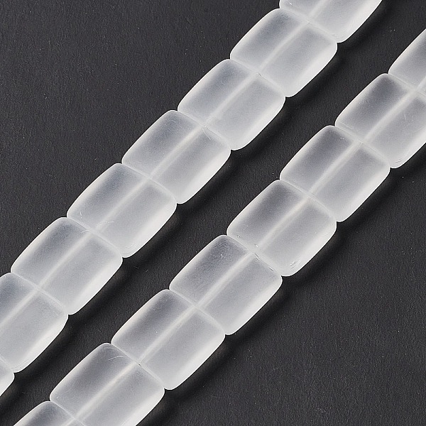

PandaHall Transparent Frosted Glass Beads Strands, Square, Clear, 12x12x4.5mm, Hole: 1mm, about 50pcs/strand, 23.23''~24.02''(59~61cm) Glass...