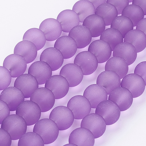 

PandaHall Transparent Glass Bead Strands, Frosted, Round, Blue Violet, 10mm, Hole: 1.3~1.6mm, about 80pcs/strand, 31.4 inch Glass Round..., Purple