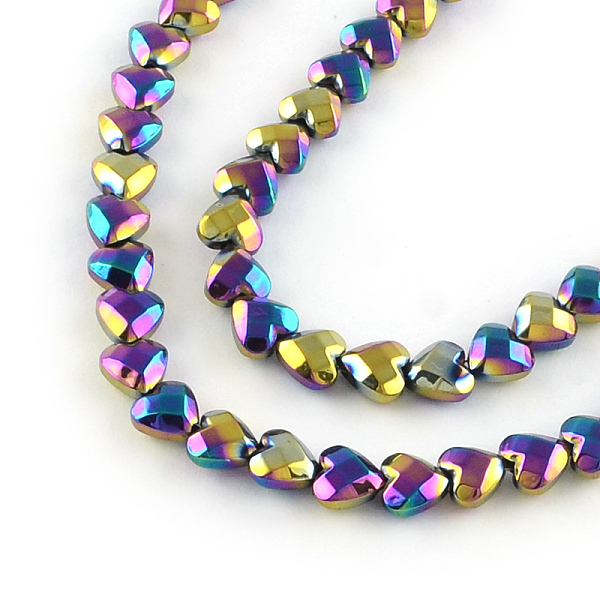 

PandaHall Electroplated Non-magnetic Synthetic Hematite Beads Strands, Faceted Heart, Multi-color Plated, 6x6x3mm, Hole: 1mm, about...