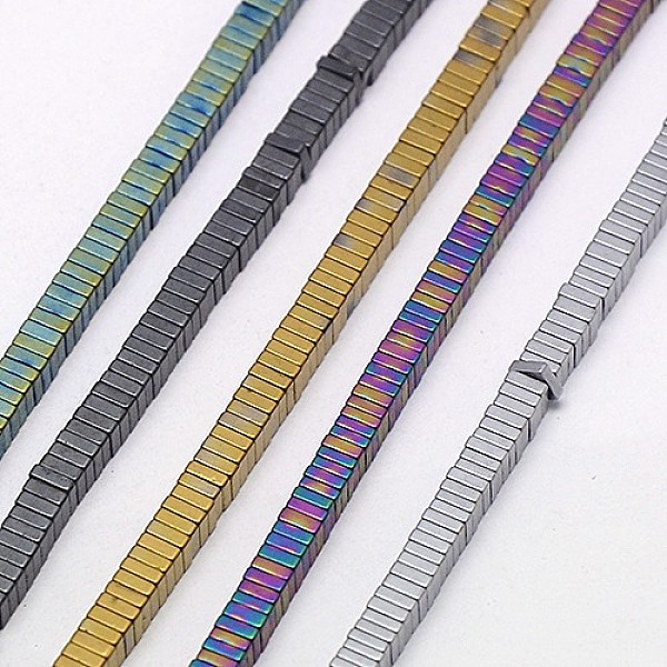

PandaHall Electroplate Non-magnetic Synthetic Hematite Heishi Beads Strands, Thin Slice Flat Square Beads, Frosted, Grade A, Mixed Color...