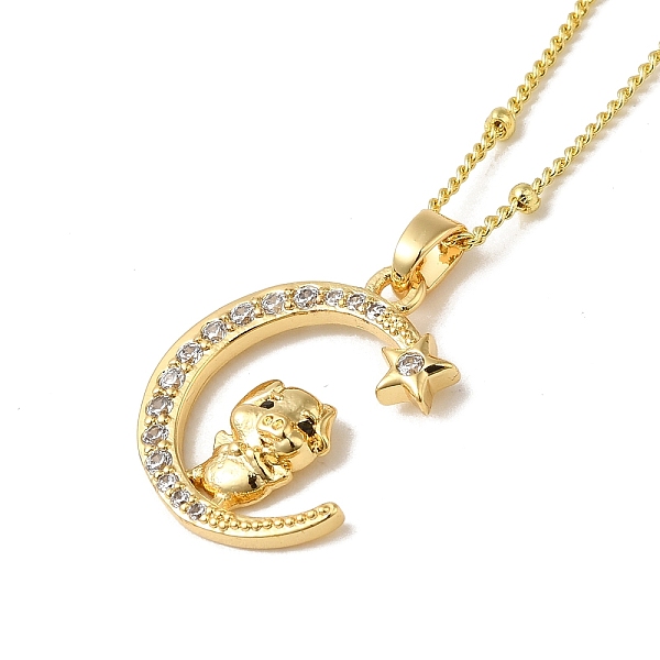 

PandaHall Brass Micro Pave Clear Cubic Zirconia Pendants Necklaces, The 12 Animals of the Chinese Zodiac, Real 18K Gold Plated, Pig, 17.28...