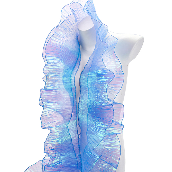 

PandaHall AHADERMAKER Gradient Color Organza Pleated Lace Ribbon, for Sewing or Craft Decoration, Dodger Blue, 1/2 inch(14~15mm), about...