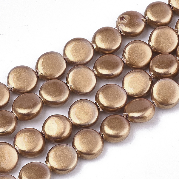 

PandaHall Spray Painted Shell Pearl Beads Strands, Flat Round, Camel, 6x3mm, Hole: 0.8mm, about 59pcs/Strand, 14.37 inch(36.5cm) Shell Pearl..., Brown