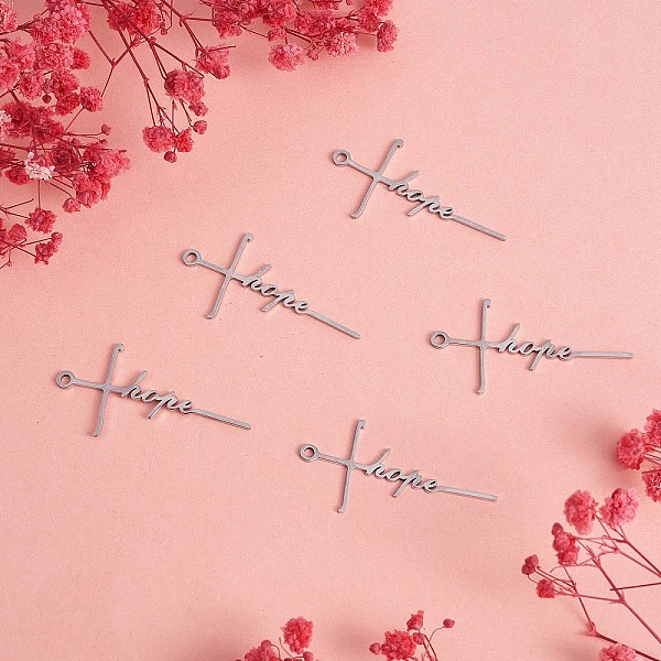 PandaHall 10Pcs Hope Cross Charm Pendant Cross Faith Charm Necklace Stainless Steel Pendant for Christian Religious Jewelry Gifts Making...