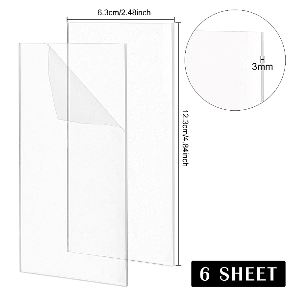 

PandaHall BENECREAT 6 Packs 6.3x12cm Clear Acrylic Cutting Pads, Acrylic Plastic Sheet for Die Cutting Work, 3mm Thick Acrylic Clear