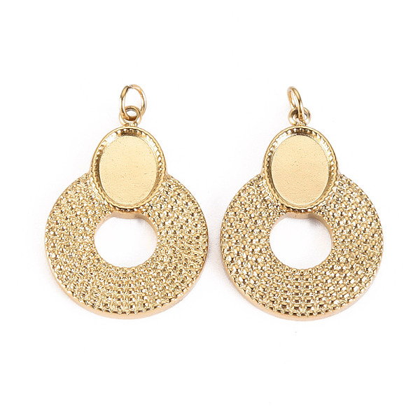 

PandaHall 304 Stainless Steel Pendant Cabochon Settings, with Jump Rings, Real 14K Gold Plated, Tray: 8x6mm, 23.5x17x2mm, Jump Ring...