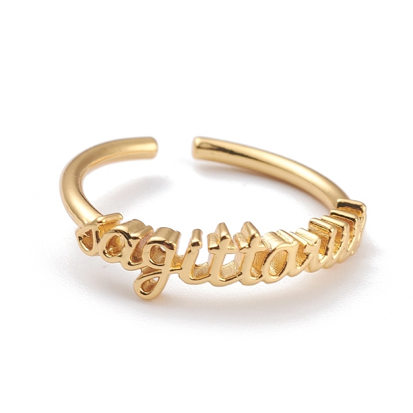 

PandaHall Constellation/Zodiac Sign Brass Cuff Rings, Open Rings, Real 18K Golden Plated, Sagittarius, US Size 7 1/4(17.5mm), word: 19x5mm...