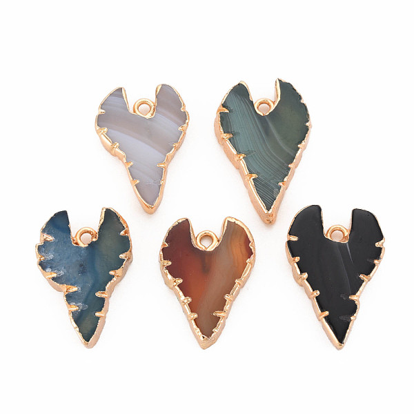 

PandaHall Natural Agate Pendants, with Light Gold Plated Iron Findings, Dyed & Heated, Heart, Mixed Color, 27.5~31x20~21x5~6.5mm, Hole: 2mm..., Multicolor