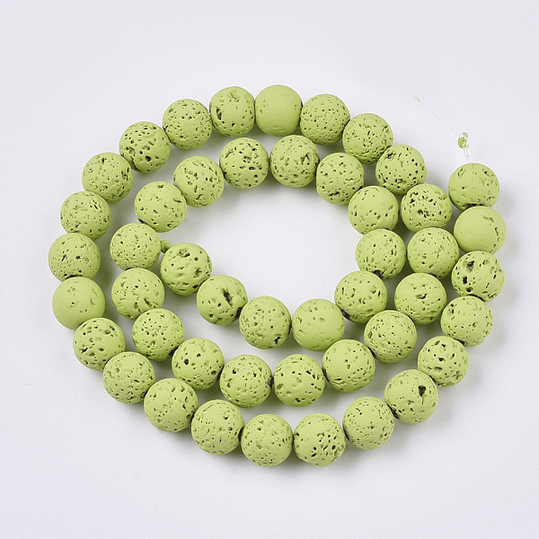 

PandaHall Spray Painted Natural Lava Rock Beads Strands, Round, Lime Green, 8~9mm, Hole: 0.7mm, about 47~48pcs/Strand, 15.75 inch(40cm) Lava...