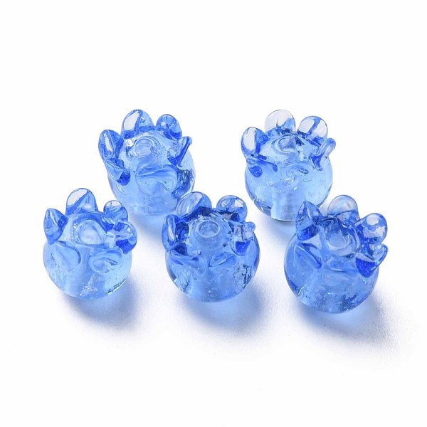 

PandaHall Transparent Handmade Bumpy Lampwork Beads, with Silver Glitter, Jellyfish, Royal Blue, 8~9x8mm, Hole: 1~1.5mm Silver Foil Fish