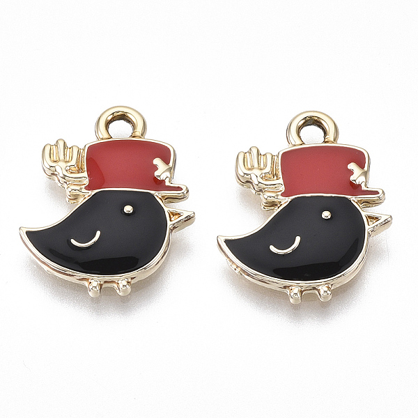 

PandaHall Eco-Friendly Zinc Alloy Pendants, with Enamel, Bird, Cadmium Free & Nickel Free & Lead Free, Golden, Black, 18x14.5x2.5mm, Hole...