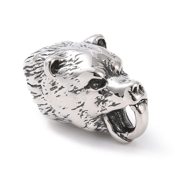 

PandaHall Tibetan Style 304 Stainless Steel Manual Polishing Cord Ends, End Caps, Wolf's Head, Antique Silver, 30x16.5x15mm, Hole: 6x6mm...