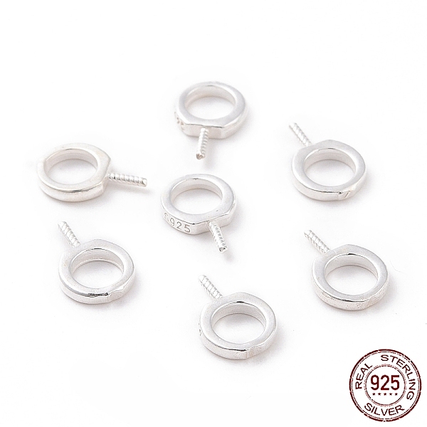 

PandaHall 925 Sterling Silver Screw Eye Peg Bails, Ring, Silver, 9x6x1mm, Hole: 4mm, Pin: 0.6mm Sterling Silver