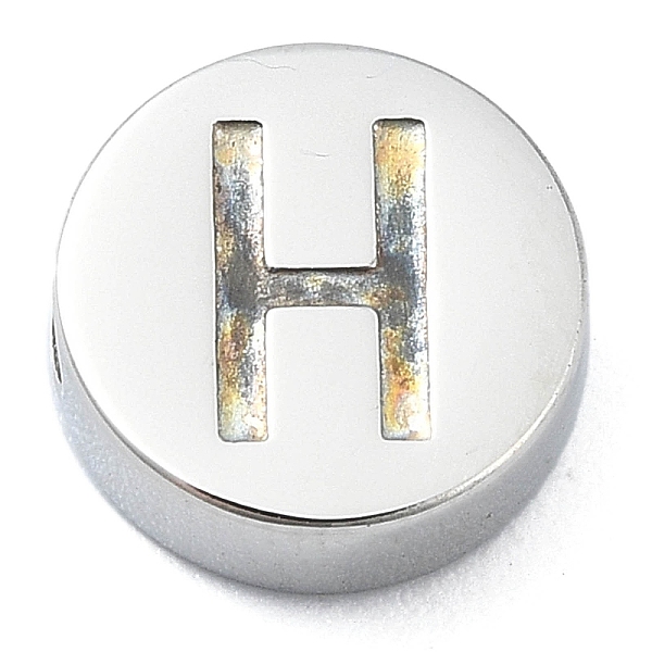 

PandaHall 304 Stainless Steel Beads, Flat Round with Letter, Stainless Steel Color, Letter H, 8x3mm, Hole: 1.6mm 304 Stainless Steel Letter...