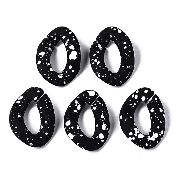 

PandaHall Spray Painted CCB Plastic Linking Rings, Quick Link Connectors, for Jewelry Chain Making, Oval Twist, Black, 28x20x6.5mm, Inner...