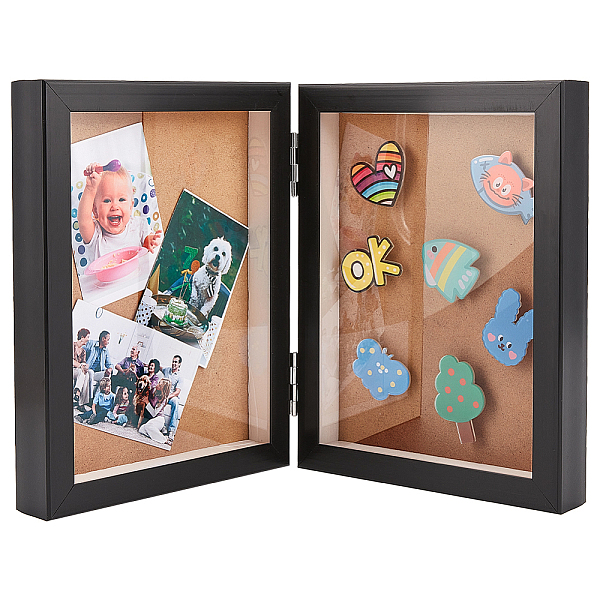 

PandaHall OLYCRAFT Wooden Medal Display Case Black Double Photo Frames Folding Tabletop Display Photo Frame with Clear Acrylic Window Wood...