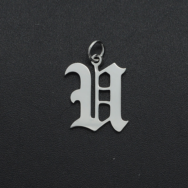 

PandaHall 304 Stainless Steel Pendants, with Jump Ring, Old English, Letter, Laser Cut, Stainless Steel Color, Letter.U, 16.5x13x1mm, Hole...