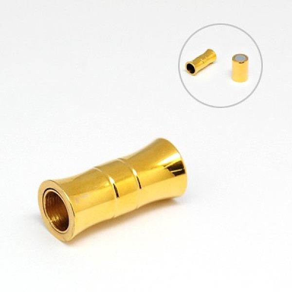 

PandaHall 304 Stainless Steel Magnetic Clasps with Glue-in Ends, Ion Plating (IP), Column, Golden, 21x9~9.5mm, Hole: 6~7mm 304 Stainless...