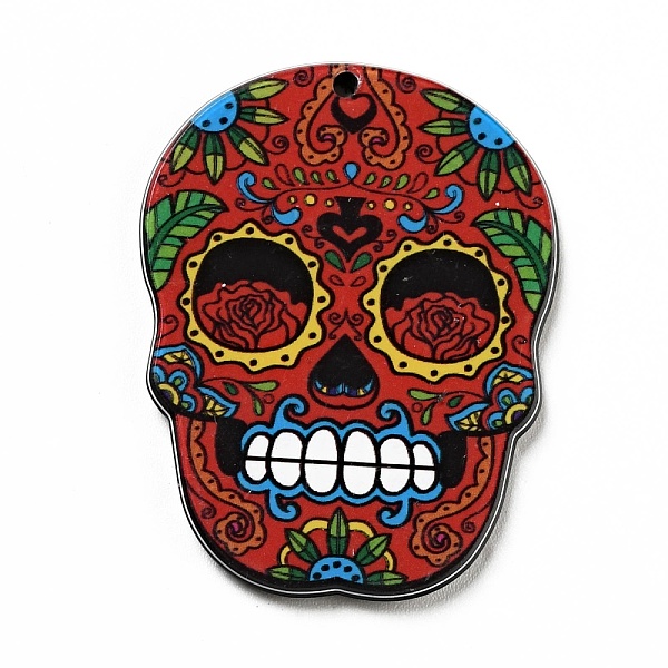 

PandaHall Halloween Acrylic Pendants, Skull, FireBrick, 38.5x30x2.5mm, Hole: 1.6mm Acrylic Skull Red