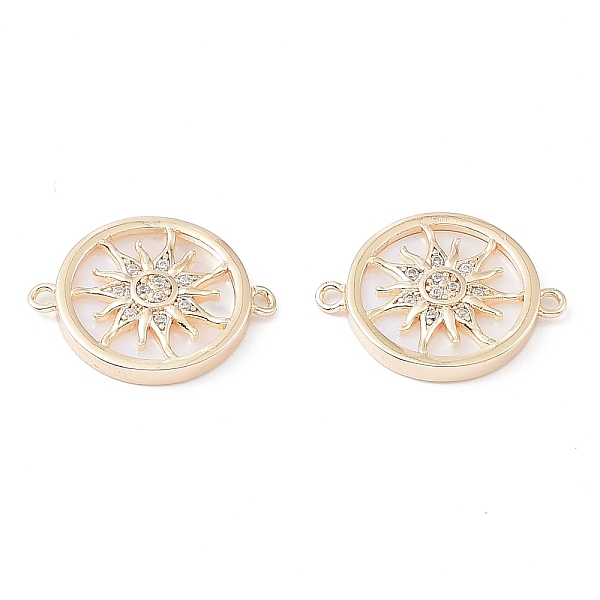 

PandaHall Rack Plating Brass Micro Pave Clear Cubic Zirconia Connector Charms, Flat Round Links with Sun, Long-Lasting Plated, Real 18K Gold...