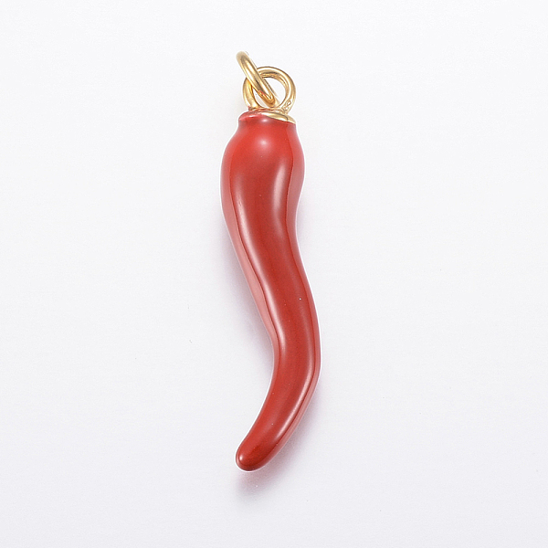 

PandaHall 304 Stainless Steel Enamel Big Pendants, Horn of Plenty/Italian Horn Cornicello Charms, Golden, 47.5x10x9mm, Hole: 5mm Stainless..., Red