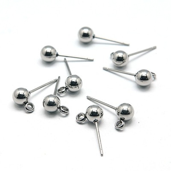 

PandaHall 304 Stainless Steel Stud Earring Findings, with Loop, Earring Posts, Stainless Steel, 16x8x5mm, Pin: 0.8mm, Hole: 1mm 304...