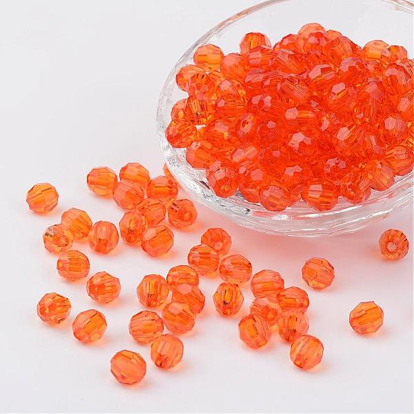 

PandaHall Transparent Acrylic Beads, Faceted Round, Dark Orange, 10mm, Hole: 1mm, about 900pcs/500g Acrylic Round Orange