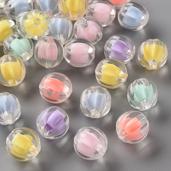

PandaHall Transparent Acrylic Beads, Bead in Bead, Pumpkin, Mixed Color, 11x11.5mm, Hole: 2mm, about 610pcs/500g Acrylic Pumpkin Multicolor