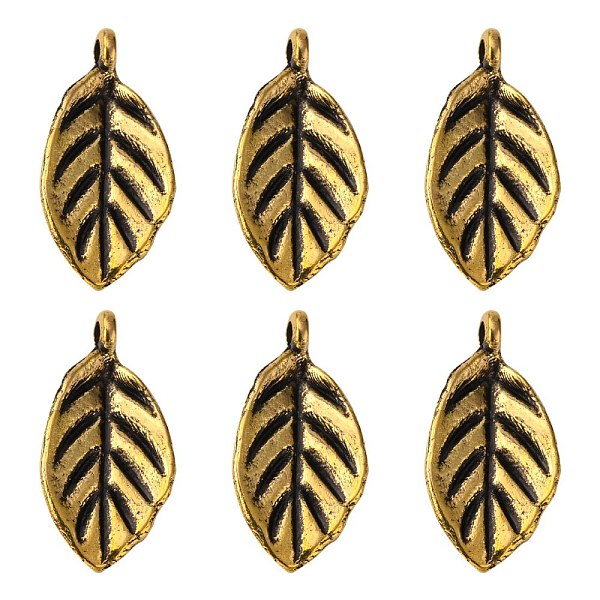 

PandaHall Tibetan Style Alloy Pendants, Leaf, Antique Golden, 16x8x1mm, Hole: 2mm Alloy Leaf