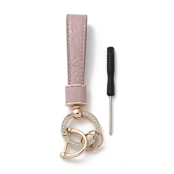 

PandaHall Microfiber & Zinc Alloy & Crystal Rhinestone Keychain, Light Gold, Rosy Brown, 13.5cm Alloy Clear