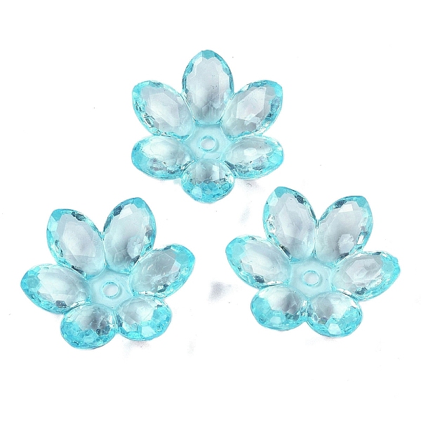 

PandaHall Transparent Acrylic Beads, Flower, Dark Turquoise, 23.5x21x6.5mm, Hole: 2mm, 462pcs/500g Acrylic