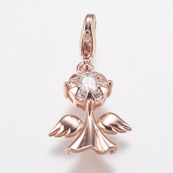 

PandaHall Brass Micro Pave Clear Cubic Zirconia Pendants, Cadmium Free & Nickel Free & Lead Free, Angel, Real Rose Gold Plated, 26mm...