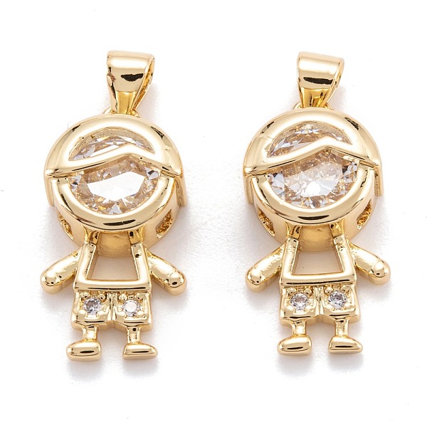 

PandaHall Brass Micro Pave Clear Cubic Zirconia Beads Pendant, Long-Lasting Plated, Boy, Real 18K Gold Plated, 22x11x6mm, Hole: 4.7x3.2mm...