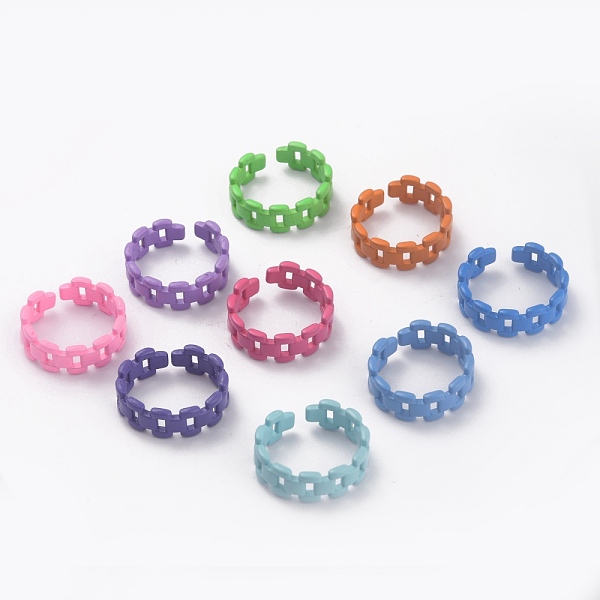 

PandaHall Spray Painted Brass Cuff Rings, Open Rings, Hollow, Rectangle, Mixed Color, US Size 7 1/4(17.5mm) Brass Multicolor