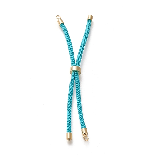 

PandaHall Nylon Twisted Cord Bracelet Making, Slider Bracelet Making, with Eco-Friendly Brass Findings, Round, Golden, Dark Turquoise...
